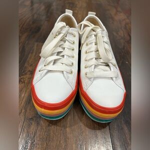 Keds Women's White Sneakers with Rainbow Soles